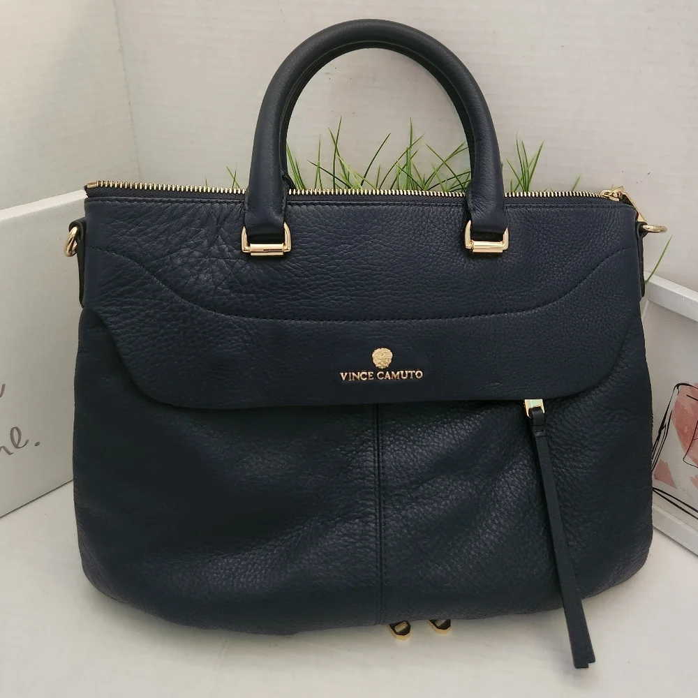 Vince Camuto Dean Satchel Medium Bag Dress Blue Navy Color ***NO CROSSBODY STRAP